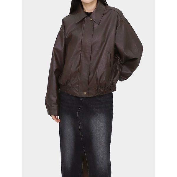 女性用レザージャケット ジャンパー シングルレザー ルーズフィット ジャケット LFL001_P406007701