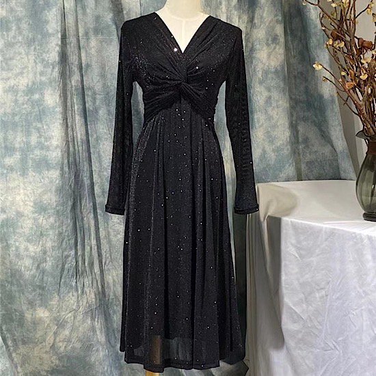 【取寄：納期2週間】パーティードレス ワンピース ドレス パーティー 膝丈 体型カバー 大きいサイズ 二次会 結婚式 お呼ばれ ドレス ワンピ フォーマルドレス 同窓会 低身長 ワンピース