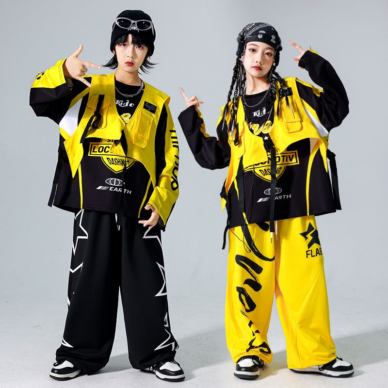 子供のヒップホップのベストセットのストリートダンスの服装の男の子のhiphopのドラムのファッションの女の子の爆発の街の公演の服のファッション 5,654円