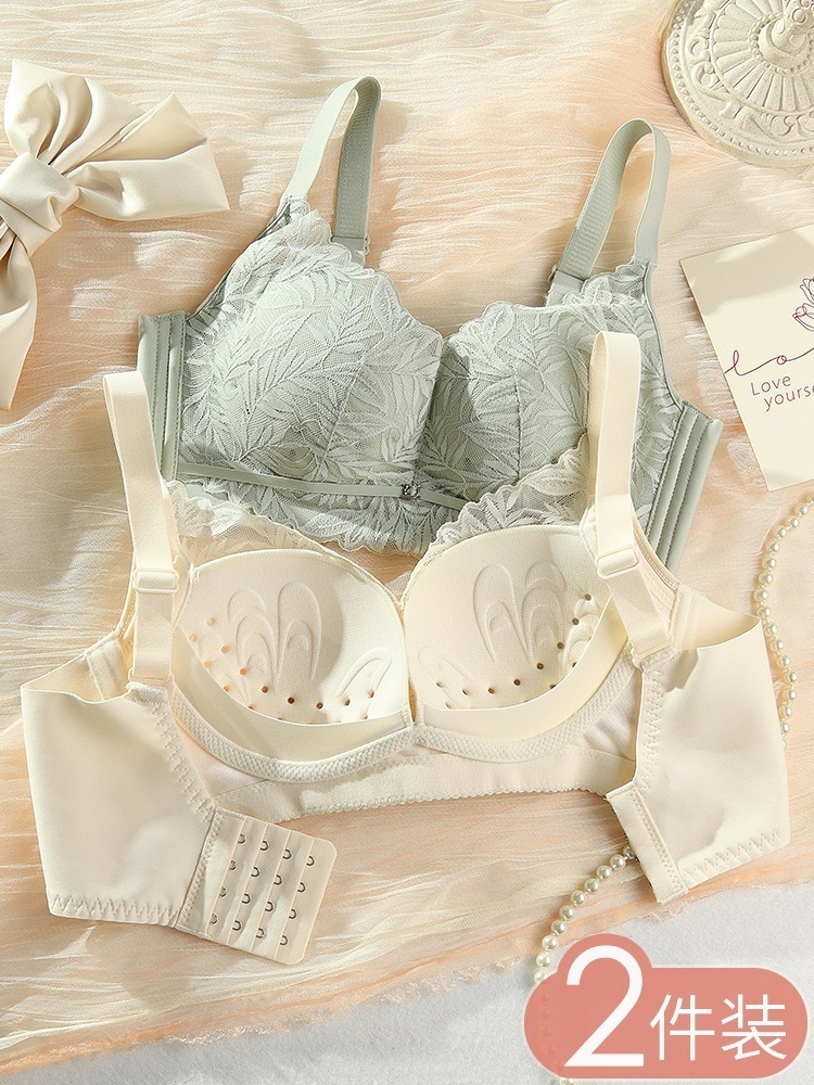 ラテックスブラジャー 女性用 薄手 通気性 プッシュアップ 小胸サポート たるみ防止 ノンワイヤーレースブラジャー 夏