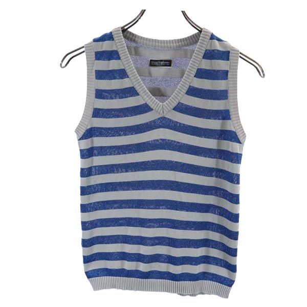 ボーダー ニット ベスト M グレー系 レディース