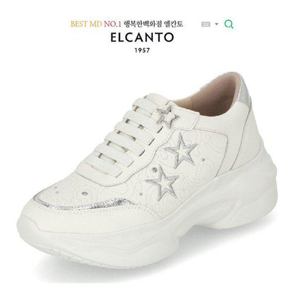 [幸福デパート] MD PICK NO.1 クッション UP 快適な女性牛革 星座刺繍 ダッドスニーカー ホワイト