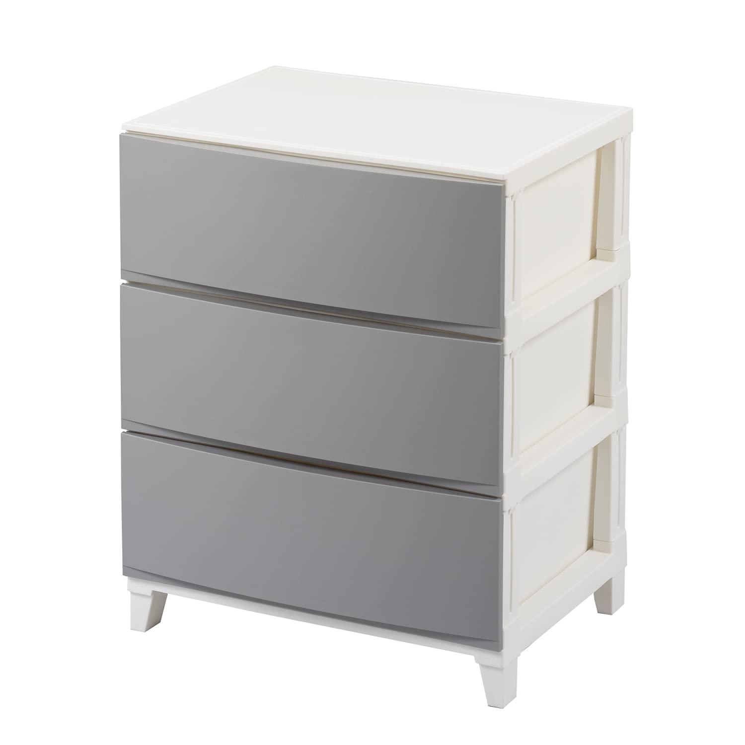 サンカ ルームス 収納 チェスト サンドグレー ワイド 3段 (幅54×奥行42×高さ68cm) スルっと引き出せて スキッと締まる引き出し キズ付きにくいマット加工パネル 簡単組み立て おしゃれ 収