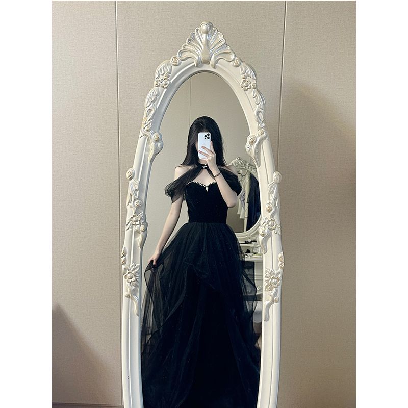 ブラック気質イブニングドレススカート女性宴会学生の日成人式は通常着用できます 4,687円