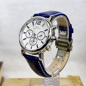 メンズ腕時計 クロノグラフ 防水腕時計 アナロク 6針 曜日 カレンダー 24時間表示 本革ベルト ラグジュアリー時計 見やすい シンプルなデザイン