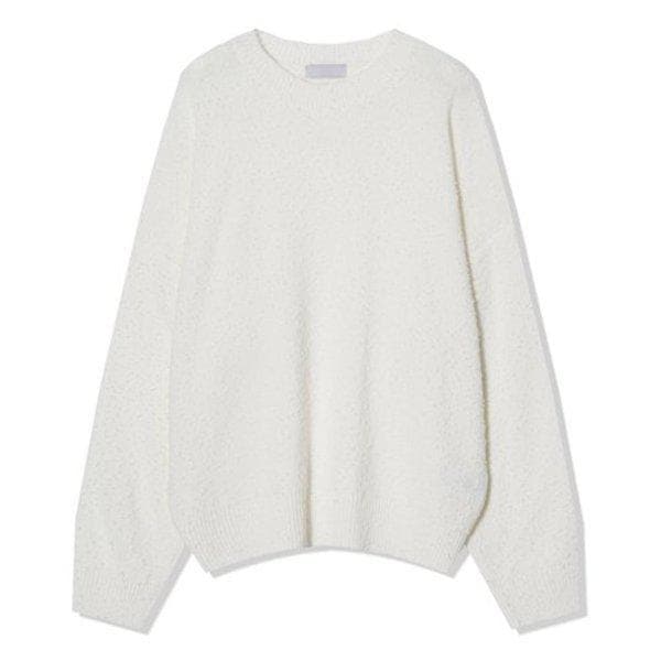 メンズ秋のカジュアルポンポンオーバーフィット長袖ニットTシャツAC-KN-Q052-ホワイト