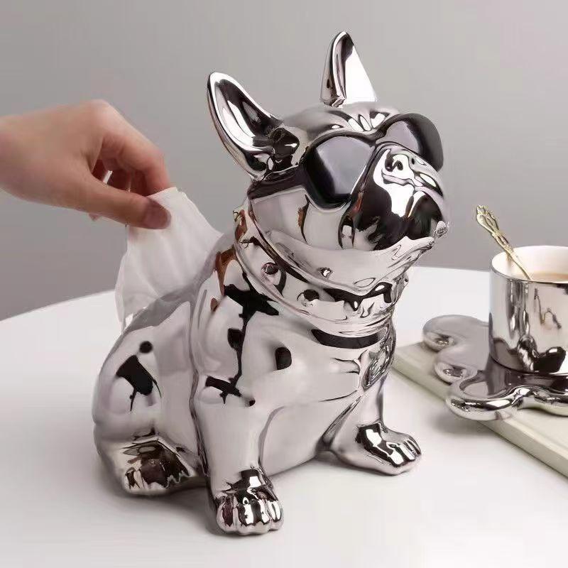 犬モチーフ ティッシュケース 卓上ティッシュボックス かわいい 面白い トイレットペーパー対応 収納カバー デスク用品 インテリア