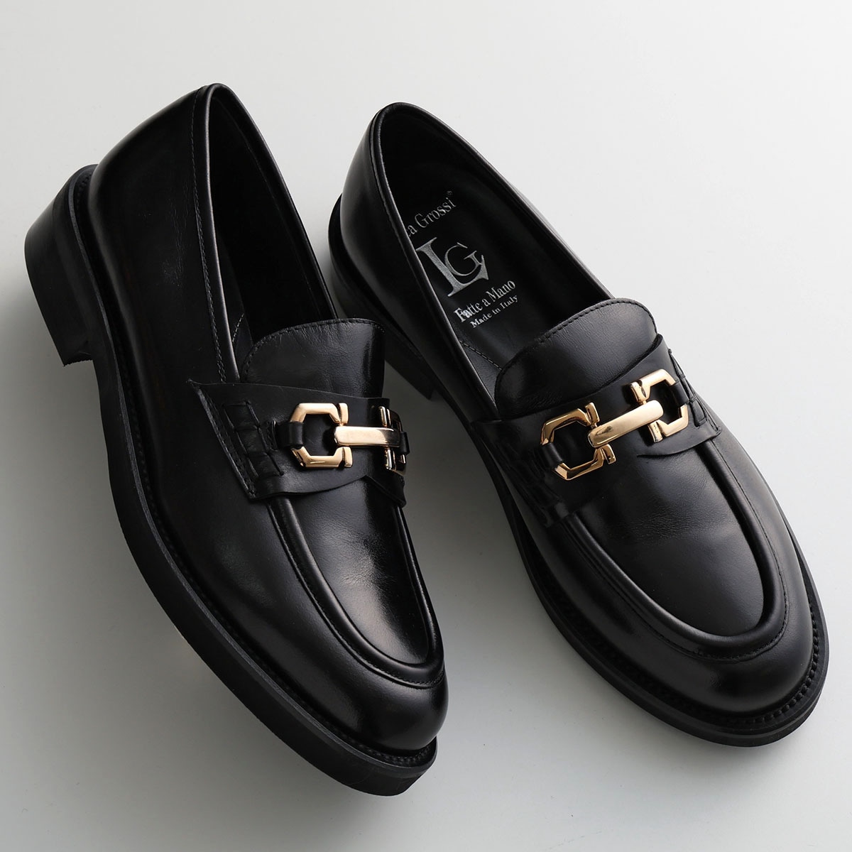 LUCA GROSSI ルカグロッシ ビット ローファー L447M SIEANT レディース レザー シューズ 革靴 NERO 【ts】