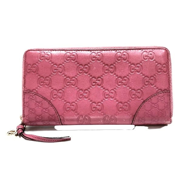 グッチ シマ 394005 ラウンドファスナー チャーム 長財布 レディース【中古】