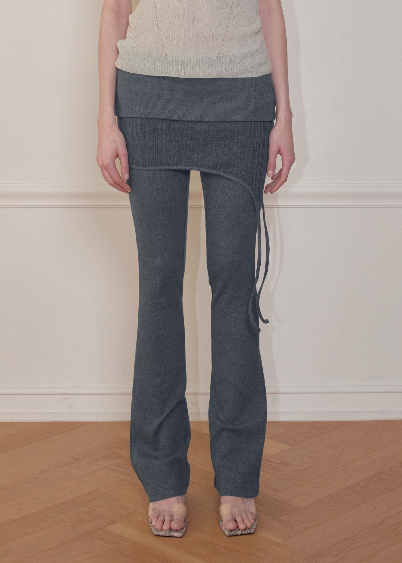 【bohemseo】 FOLDED SKIRT PANTS, CHARCOAL 正規品
