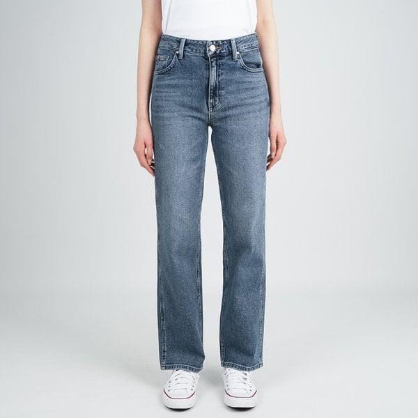 女性ジーンズ スリム ストレート ミディアムブルー YO1D0050 M