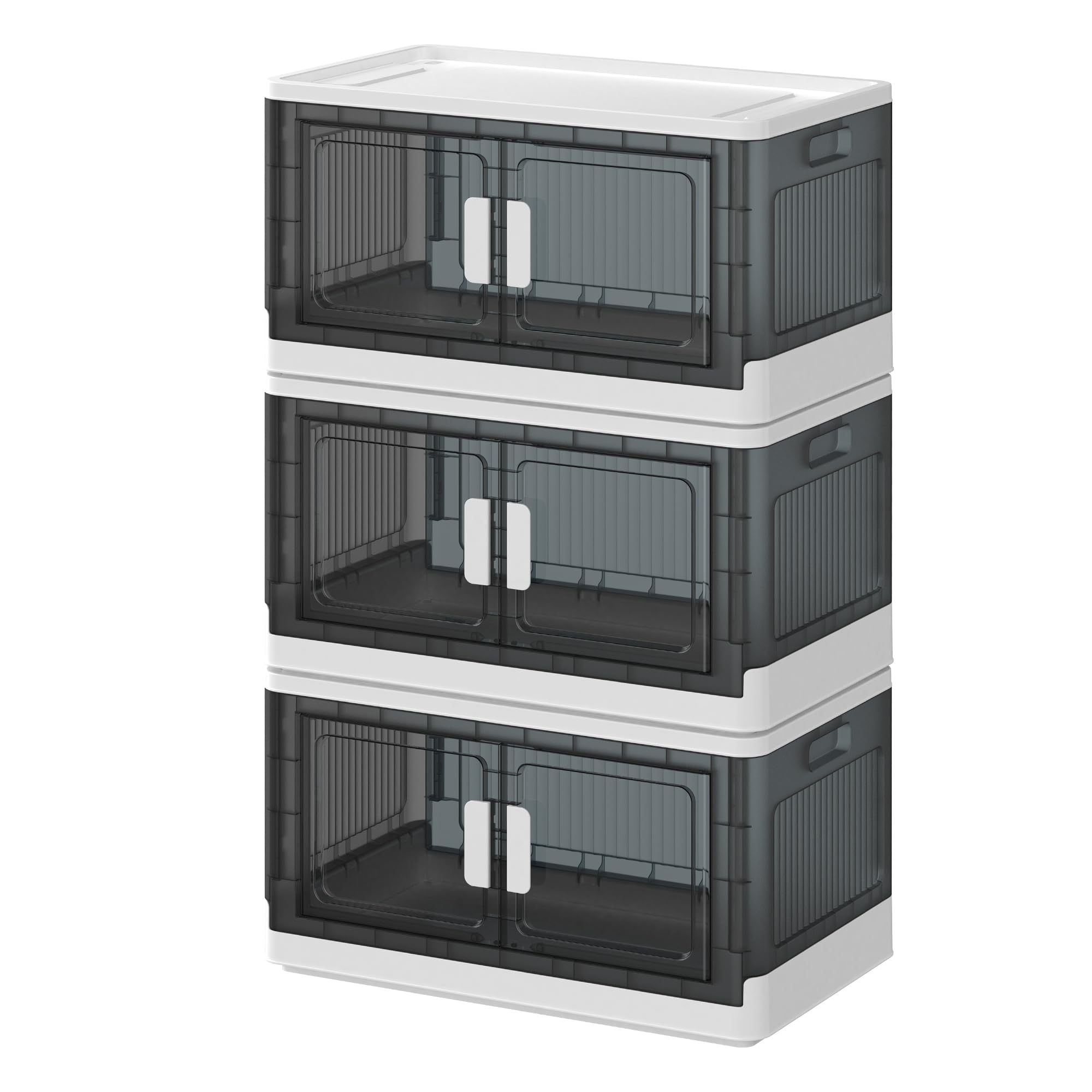 COOSOT 収納コンテナ 折りたたみ 左右開き式 大容量 収納ボックス 折り畳み 蓋付き 収納 衣類 布団 洋服 衣装 ケース 耐荷重 積み重ね キャスター付き 三個セット（Lサイズ：58*34*9