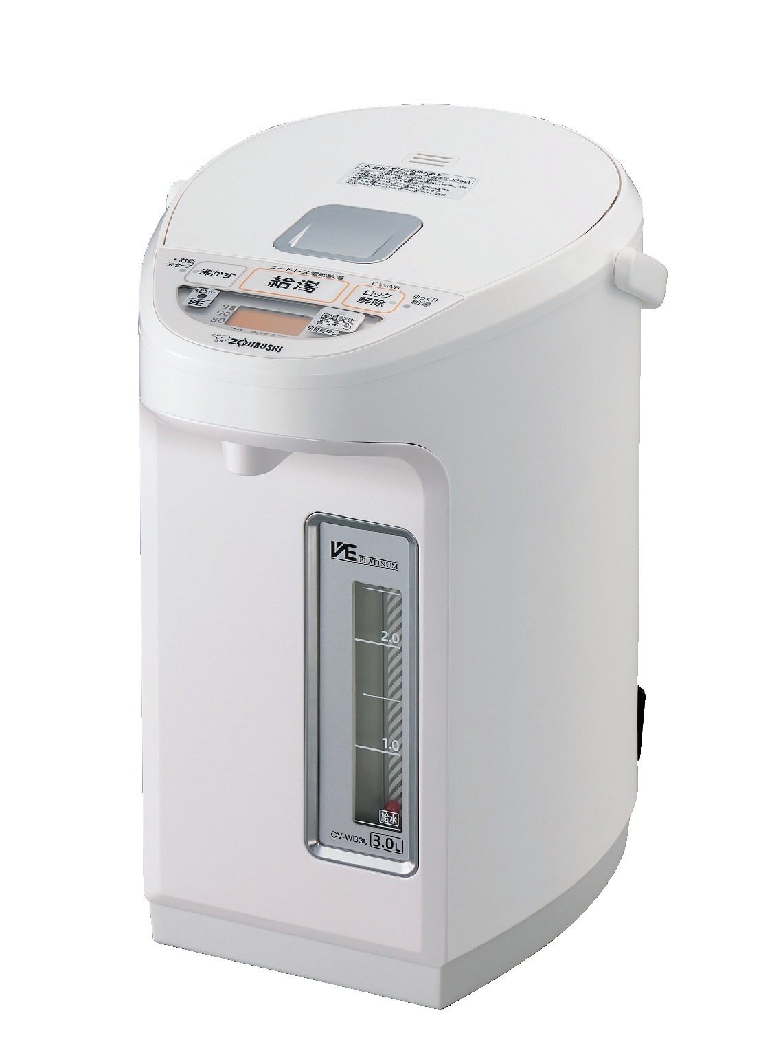 象印マホービン　ZOJIRUSHI 電気ポット VE電気まほうびん 優湯生 [3.0L/電動式/蒸気レス機能] CV-WB30 ホワイト
