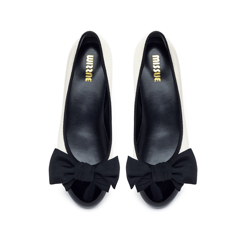 ラブリーリボンフラットシューズ[アイボリー]