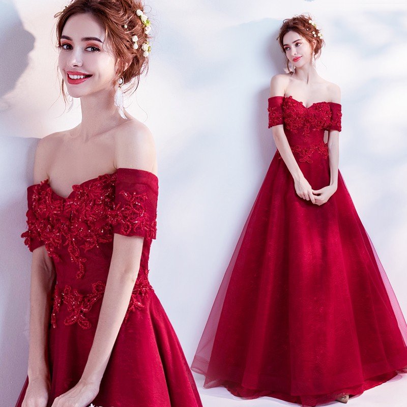 カラードレス 半袖 ロング 結婚式 パーティー イブニングドレス コンサート 安い フォーマル 演奏会 二次会 aラインドレス カクテルドレス 赤 大きいサイズ