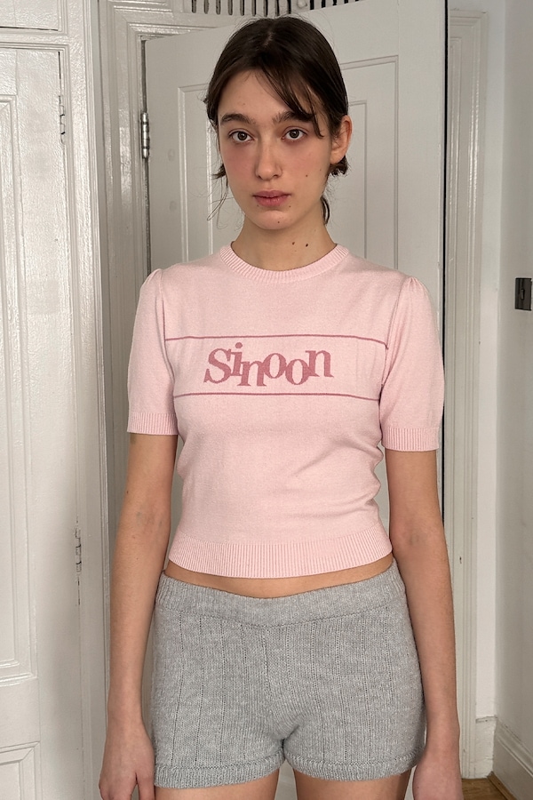 Sinoon Logo Half Knit 半袖ニット ベージュ sinoon】Sinoon Logo Half Knit 半袖ニット (6 colors) (sinoon