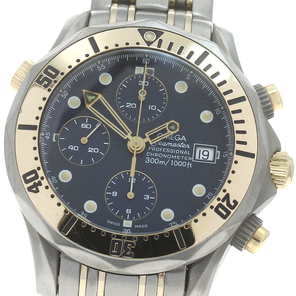 オメガ OMEGA 2297.80 シーマスター300 クロノグラフ YGコンビ 自動巻き メンズ 保証書付き_875538【中古】