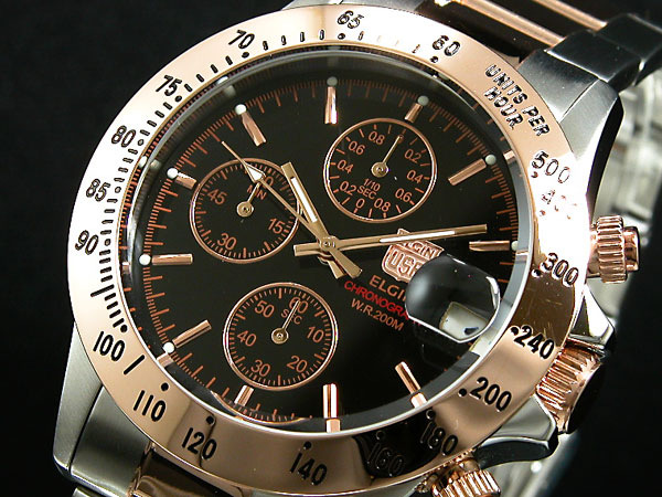 エルジン腕時計 クロノグラフ FK1184PG-B