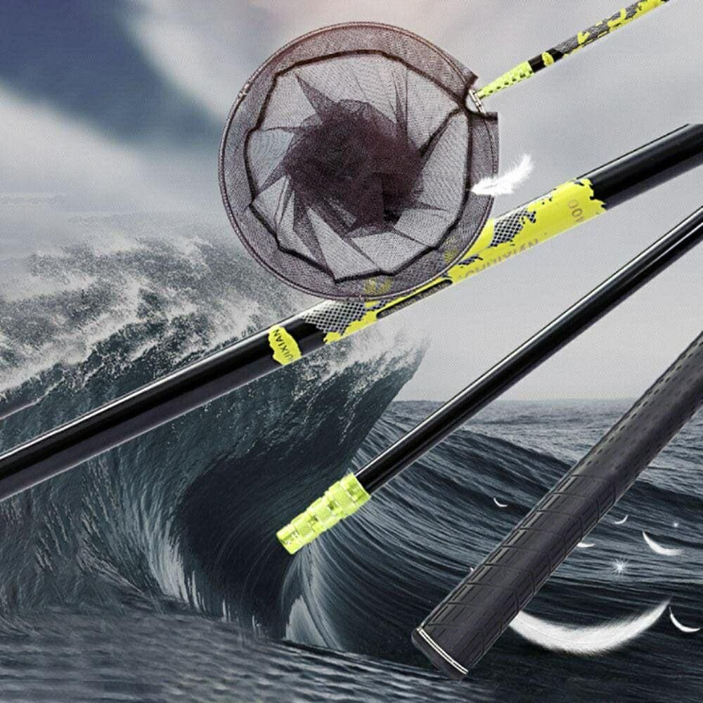 新生活 気楽 釣具 タモ網 4m ゴールドイエロー ランディングネット 伸縮 大型タイプ アルミ製 釣り用品 あみ 折りたたみ式 組み立て 魚捕り網 伸縮式シャフト 釣り用具 フィッ 漁網