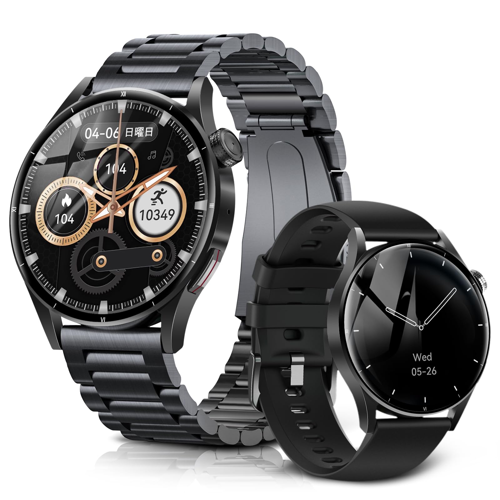 FOSMET QS40 スマートウォッチ 丸型 メンズ 1.43インチAMOLEDディスプレイ 常時表示 サファイアガラス搭載 smart watch iPhone アンドロイド対応 Bluetoot