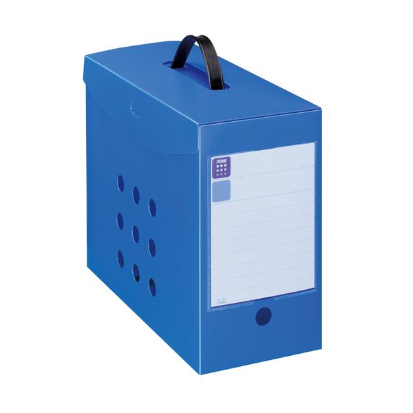 (まとめ) ライオン事務器ボックスファイル(ノイル) フタ・取っ手付 A4ヨコ 背幅152mm ブルー BF-42n 1個 (×10セット)