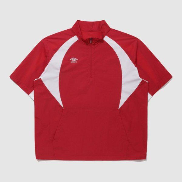 ジャケット JQS UQ221SWT54-RED ダブルカット半袖スタンドネックアノラック / RED