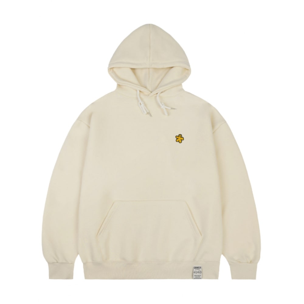 GRAVER [ユニセックス] イエローオッドフラワー刺繍パーカー_クリーム