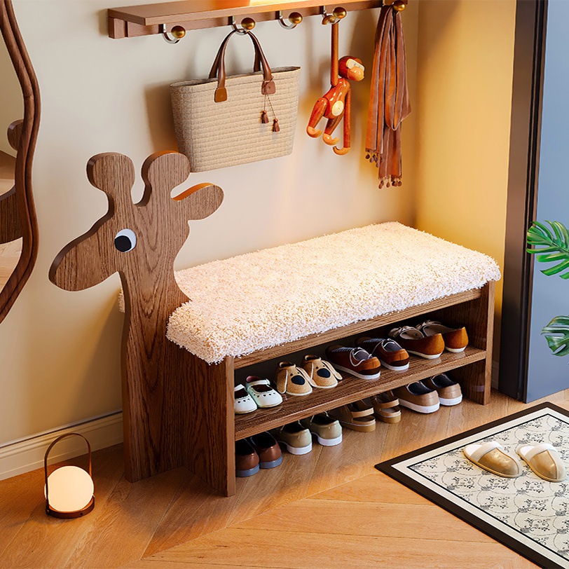 ソリッドウッドチルドレンシューズラックスモールホームインテリア美しいマルチレイヤー2025新しいエントリドアかわいい靴交換用スツール