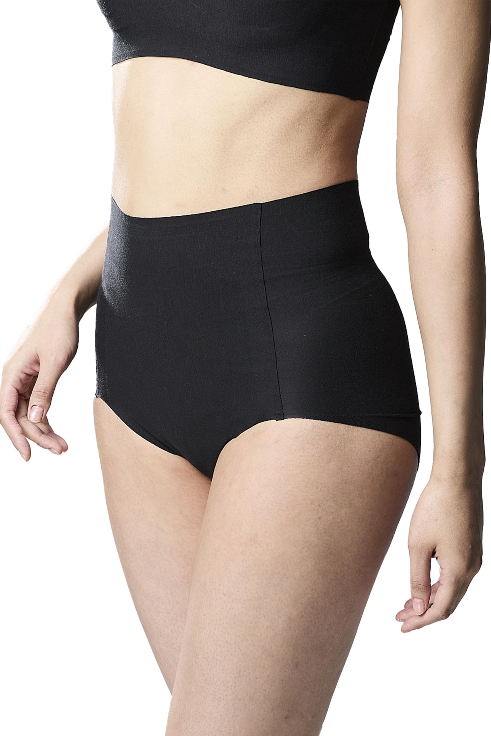 [ドクターショール] ショーツ レディース ハイウエスト シームレスタイプ 消臭 綿混 1枚 L ブラック