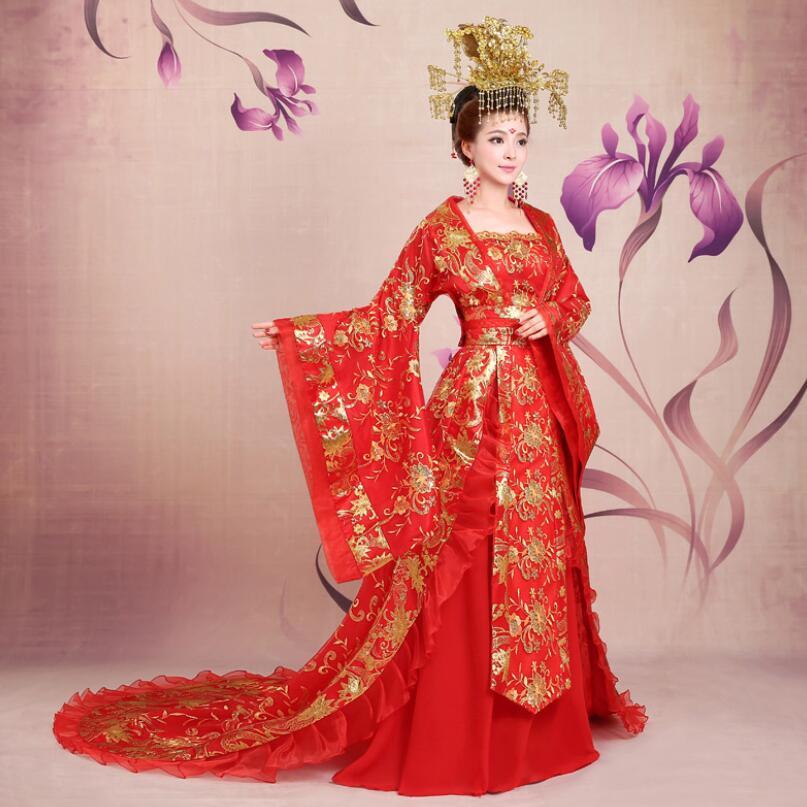 中華コスプレ衣装 ハロウィン衣装 華流 時代劇 コスチューム 女性 大人 華やか 漢服 唐時代 宮廷 皇后 貴妃 仮装 変装 古代 ウエディングドレス トレーン 引き裾30%までに制限