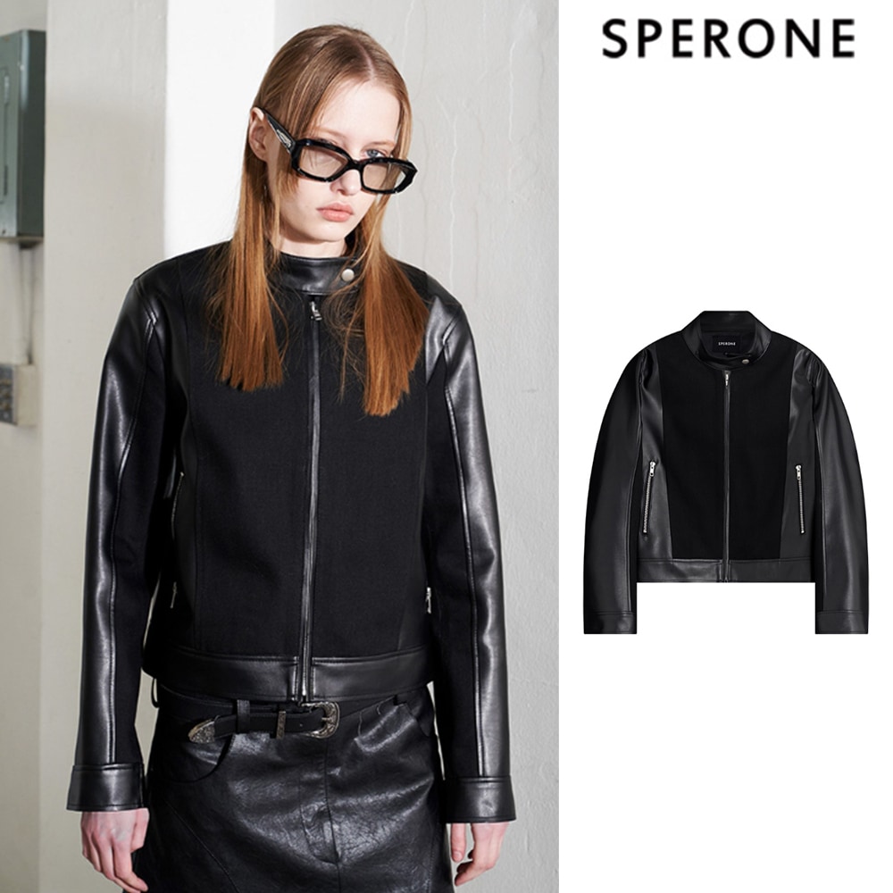 [SPERONE] Denim Leather Racing Jacket