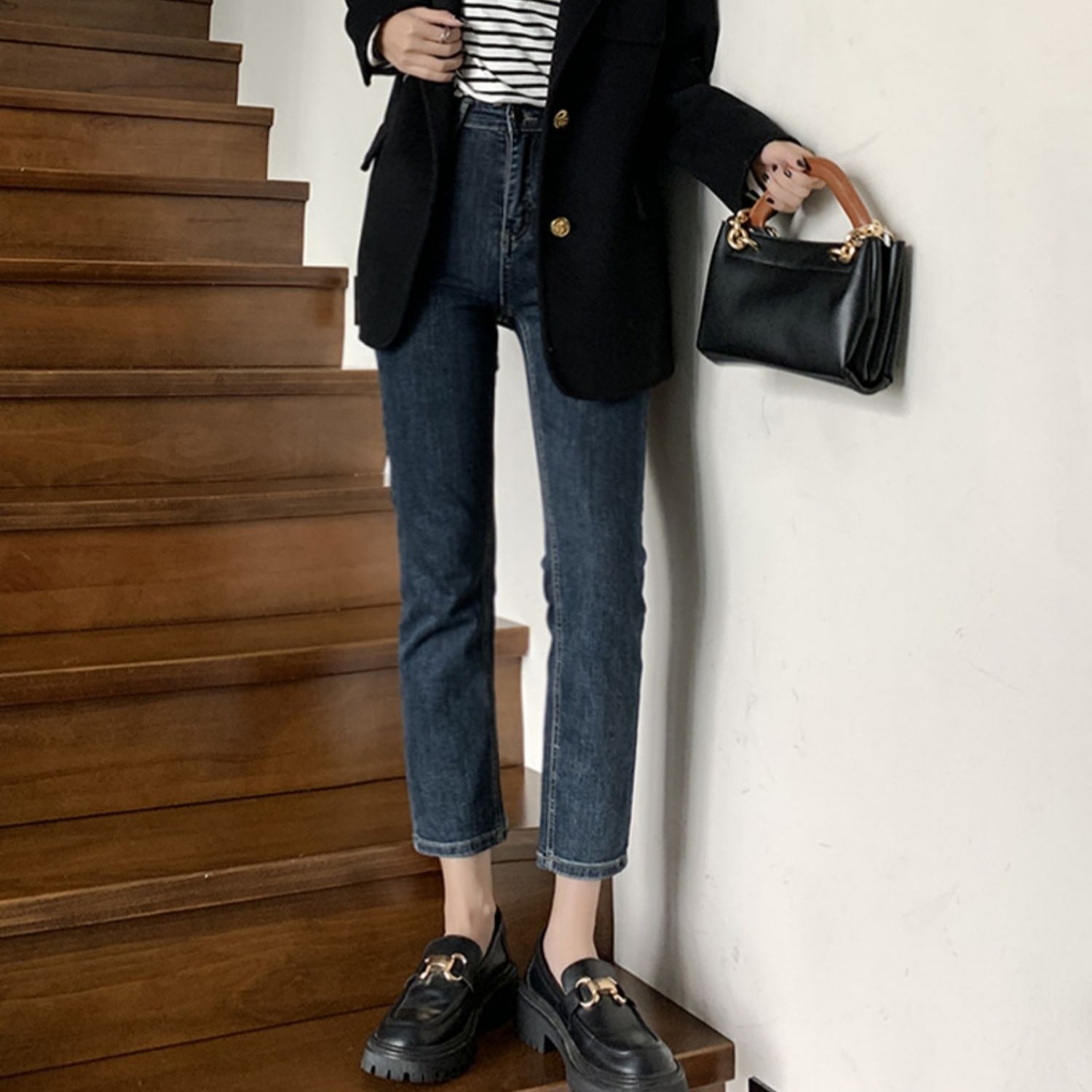 パンツ ボトムス レディース Gパン ストレートパンツ デニムパンツ 9分丈 アンクル丈 クロップド丈 スリム ストレート ハイウエスト デニム ブルーデニム カラーデニム 綿 ポリエステル シンプル 5,177円