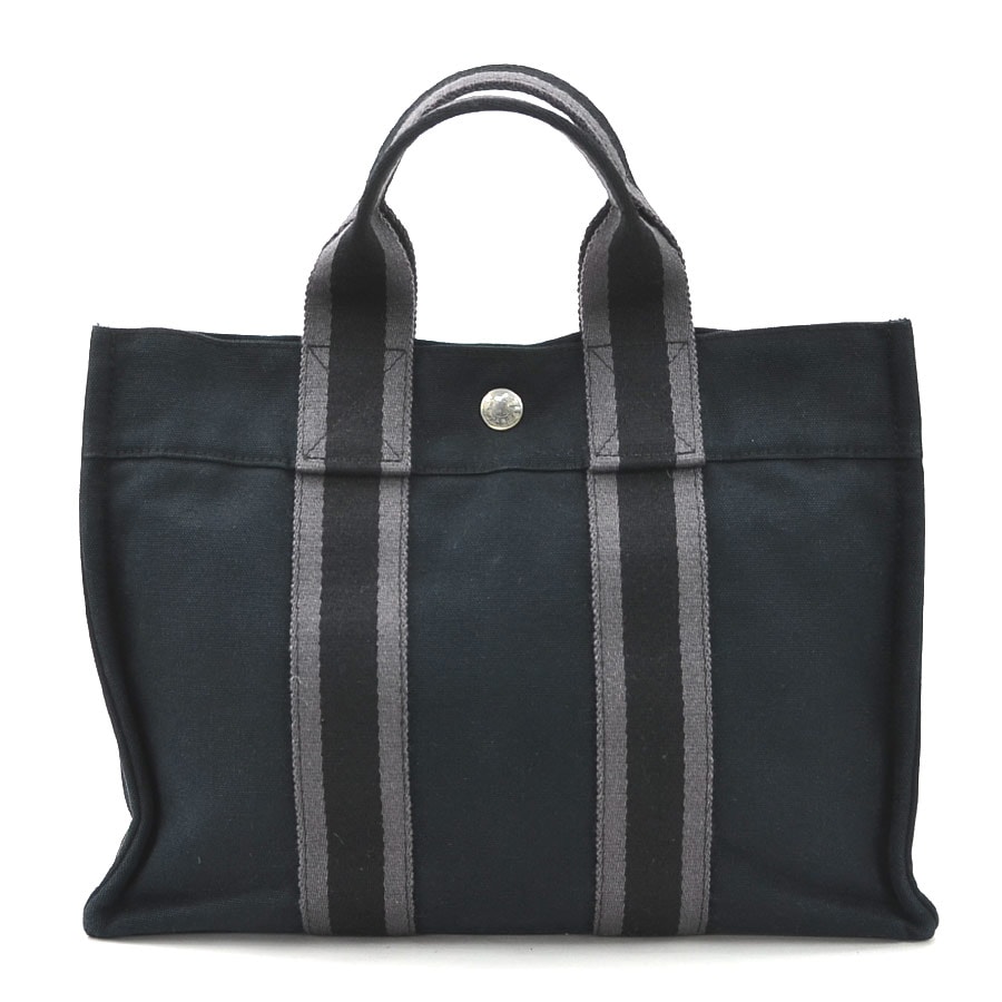 エルメス HERMES ハンドバッグ フールトゥ コットン ブラック/グレー シルバー ユニセックス e59933g