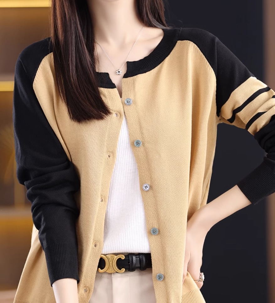 トップス デート モテアイテム ニットソー カーディガン バイカラー ニット 大人可愛い きれいめ 上品 おしゃれ かっこいい 大人可愛い ラブリー キュート ガーリー クール モード系 セクシー