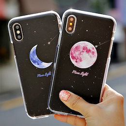透明 iPhone13mini ケース クリア 韓国 ムーンライト 月 夜空 シンプル きれい