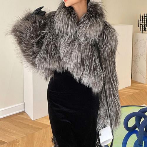 【即納】ファーコート ショート丈 レディース フェイク エコファー マフラー 襟巻き 首に巻く 韓国 ふわふわ 毛皮 レディース アウター 高級感 冬 可愛い ファージャケット 毛足眺め セレブ きれ