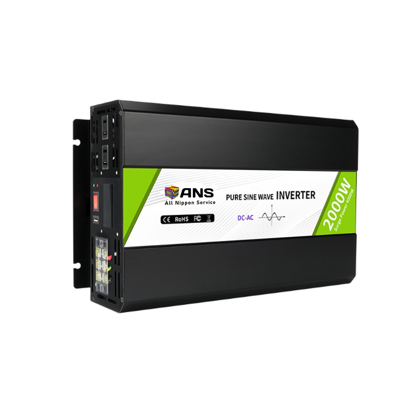 インバーター 入力24V 定格2000W 最大4000W 正弦波 ACコンセント USB 端子台 50Hz 60Hz 非常用 キャンプ 車中泊 3WAY出力