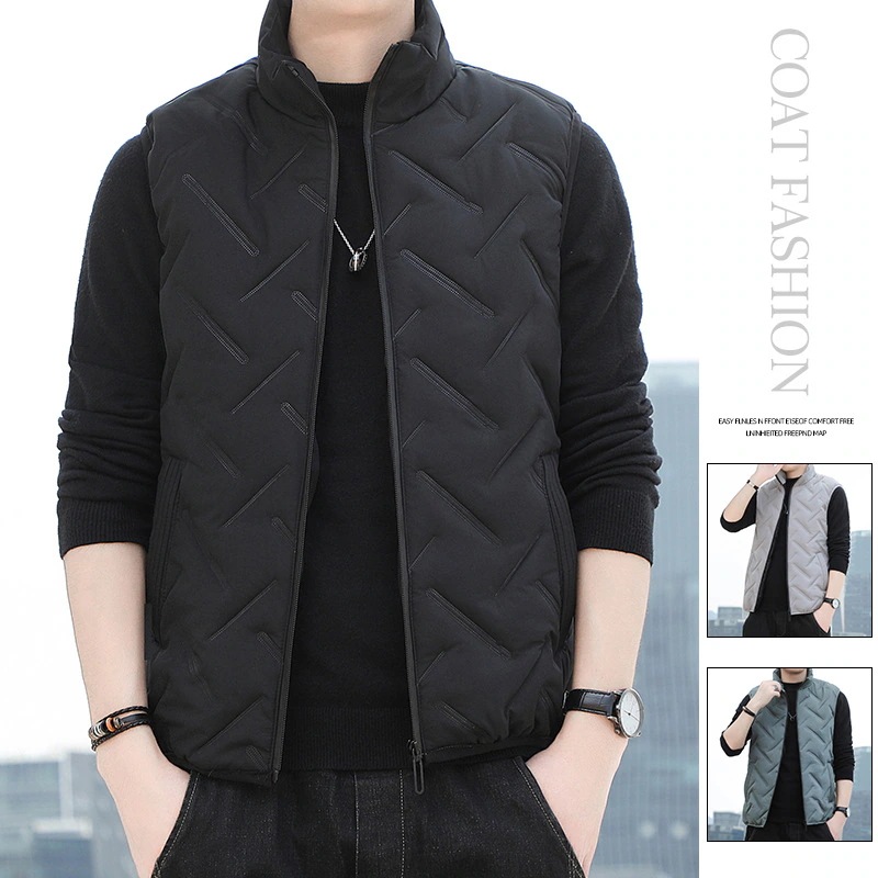 ダウンベストメンズ薄中綿ベスト登山服軽量ダウンジャケット防寒暖かい立ち襟防風冬服ダウンコート中綿ライトダウンジャケットファッション