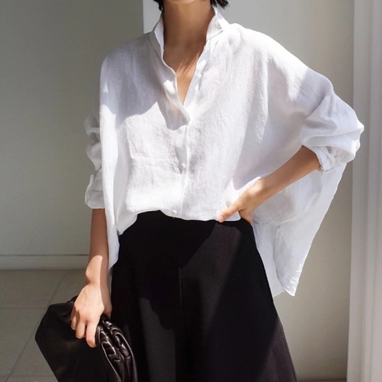ブラウス シャツ レディース シンプル ブラウス シャツ 長袖 ゆったり 体型カバー