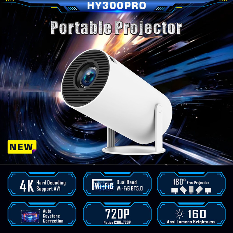 Hy300 Pro プロジェクター Android 11搭載 Hd 160ルーメン 家庭用ポータブルプロジェクター