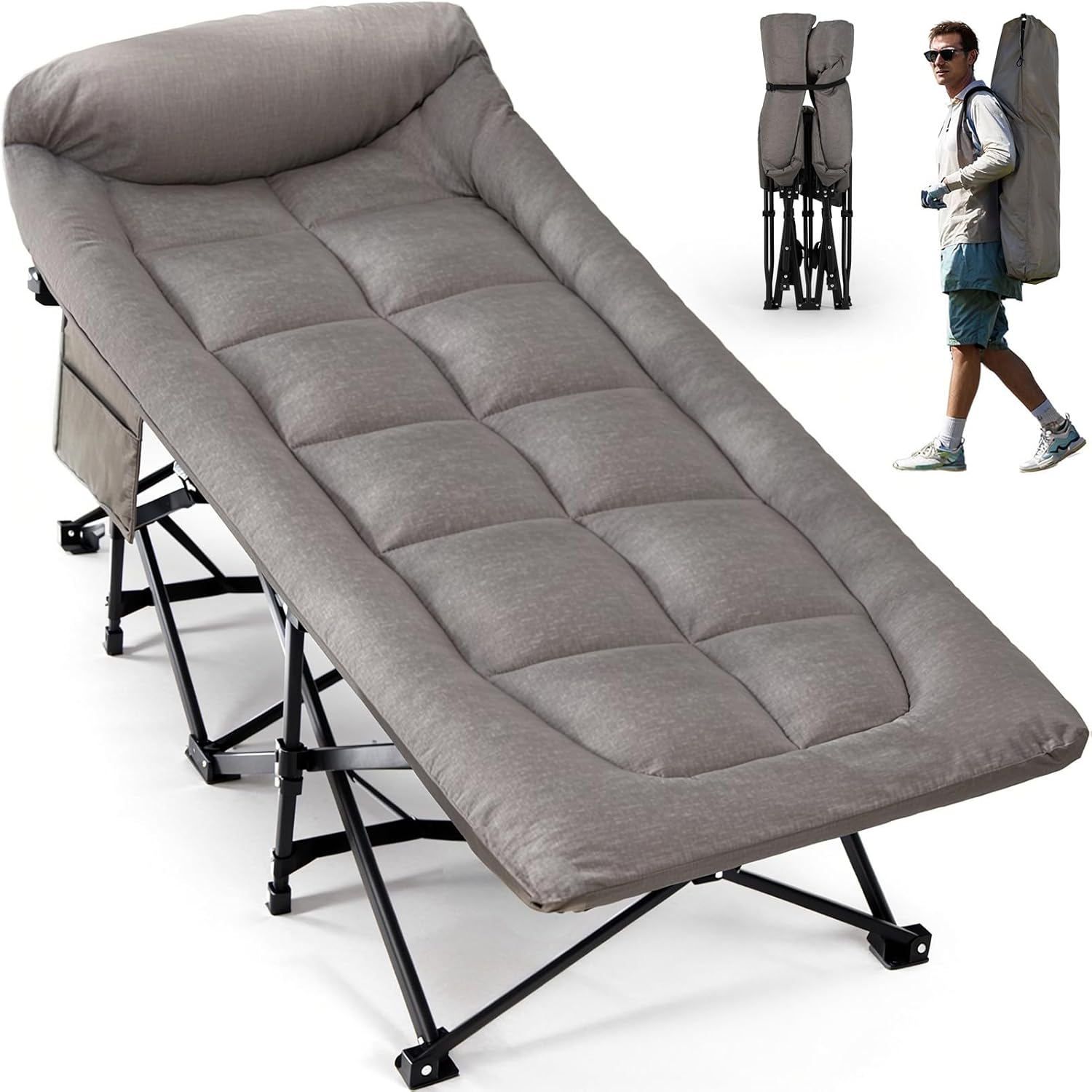 折り畳み式ベッド 簡易ベッド 耐荷重250kg キャンプコット 防水 通気性 軽量 アウトドア キャンプベッド 収納袋付き