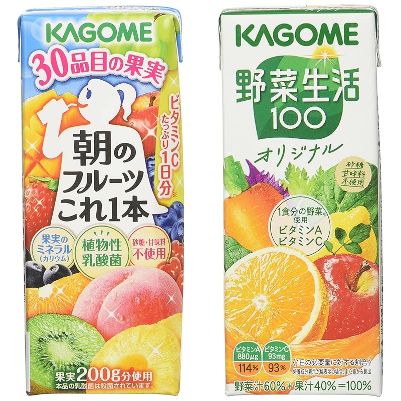 【セット商品】[2CS]カゴメ 朝のフルーツこれ一本200ml×カゴメ 野菜生活100オリジナル200ml×各24本