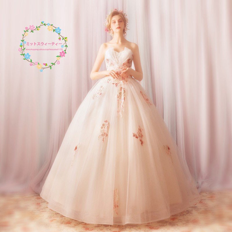 ウェディングドレス 白 安い 結婚式 花嫁 プリンセス ロングドレス ブライダル 調節 サイズ 二次会 パーティードレス 披露宴 イブニングドレス