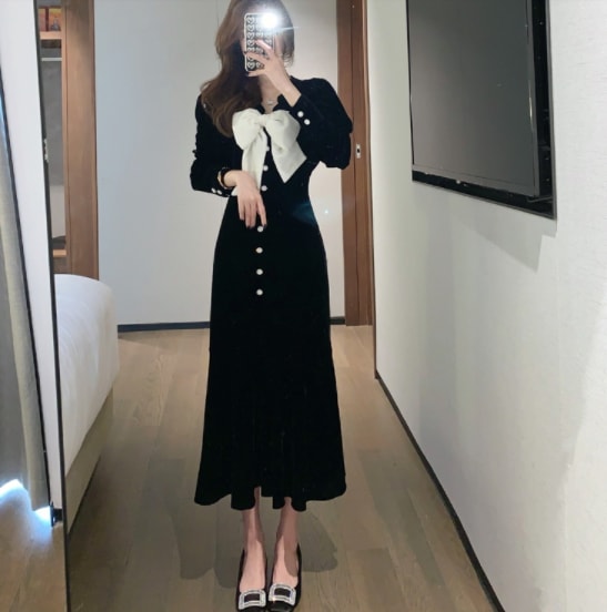 パーティードレス 結婚式 二次会 ウエディングドレス 長袖 シンプル 春ロングドレス