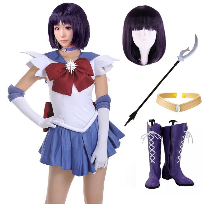 【ins話题で】コスプレ衣装 美少女戦士 セーラーサターン 土萌 ほたるコスプレ衣装 ブーツ ウィッグ 道具