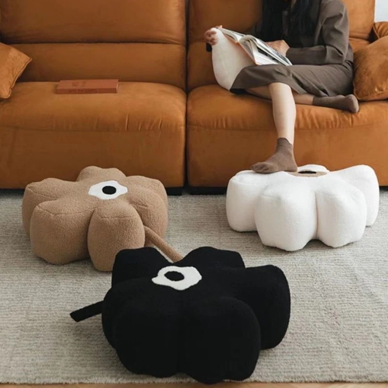 スツール フラワー型 おしゃれ かわいい インテリア 座り心地 快適 オットマン ドレッサーチェア 化粧椅子 ホワイト ブラック ブラウン