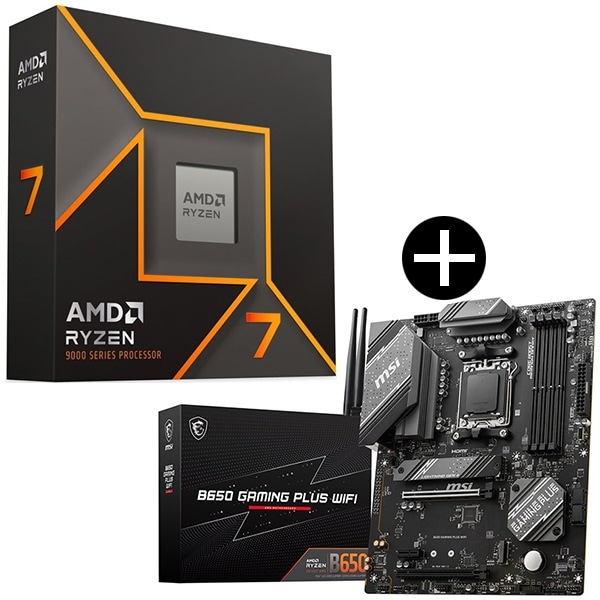 Ryzen 7 9700X W/O Cooler WOF (8C/16T 3.8GHz 65W) CPU + MSI B650 GAMING PLUS WIFI マザーボード セット