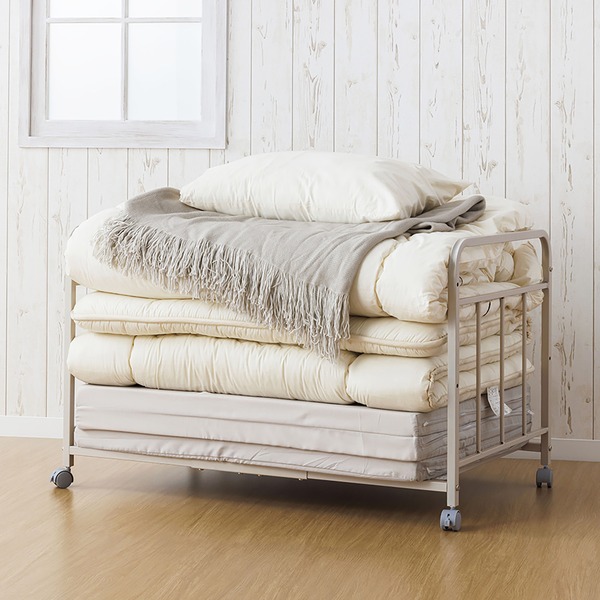 布団収納ラック1段 グレージュ 組立品