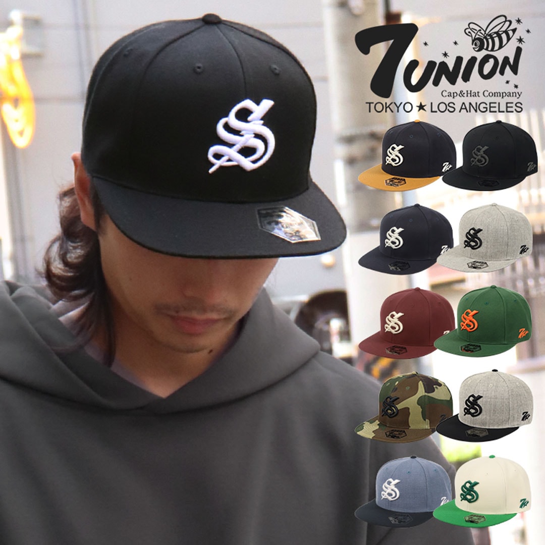キャップ セブンユニオン スナップバック メンズ 帽子 7THUNDER ロゴ ブランド ベースボールキャップ ツートンカラー 野球帽 レディース 男女兼用