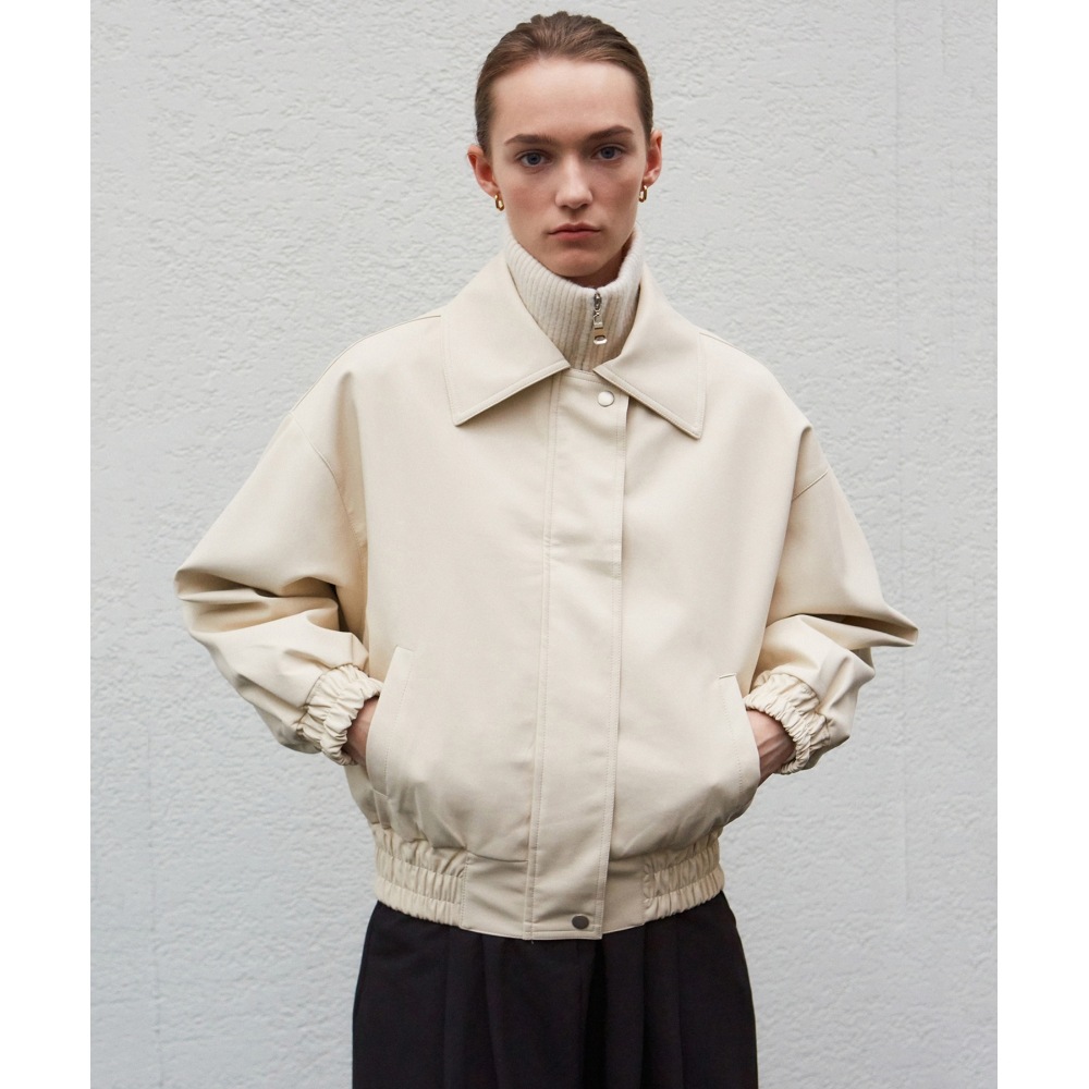 ニック&ニコールヴィーガンレザーブルゾンクリーム